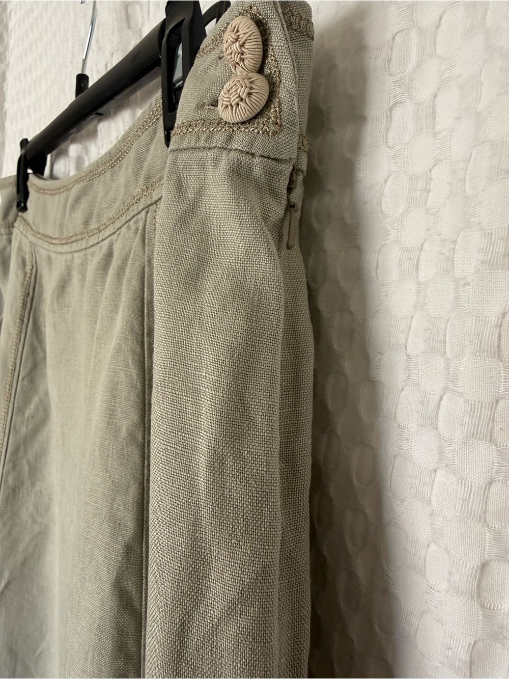 Per Una M&S Pure Linen A-Line Maxi Skirt Olive Khaki 12L Y2K - Picture 4 of 8